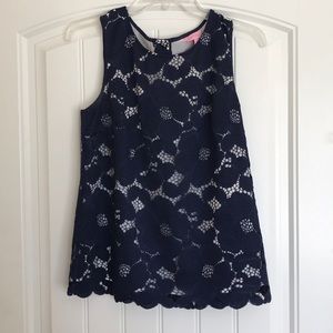 Lilly Pulitzer Navy lined lace tank, size M